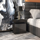 HOMCOM High Gloss Bedside Table with LED Light and 2 Drawers, Black