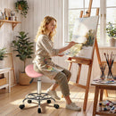 HOMCOM Saddle Chair, Rolling Salon Stool for Massage Spa, Pink