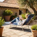 Outsunny Adjustable Sun Bed Garden Lounger Recliner Relaxing Camping Blue