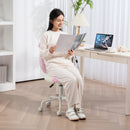 HOMCOM Armless Desk Chair Bunny Vanity Chair with Swivel Wheels Colourful