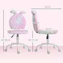HOMCOM Armless Desk Chair Bunny Vanity Chair with Swivel Wheels Colourful