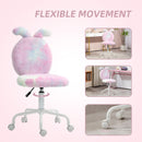 HOMCOM Armless Desk Chair Bunny Vanity Chair with Swivel Wheels Colourful