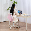 HOMCOM Armless Desk Chair Bunny Vanity Chair with Swivel Wheels Colourful