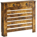 HOMCOM Radiator Cover With Drawer, Horizontal Slat, Rustic Brown