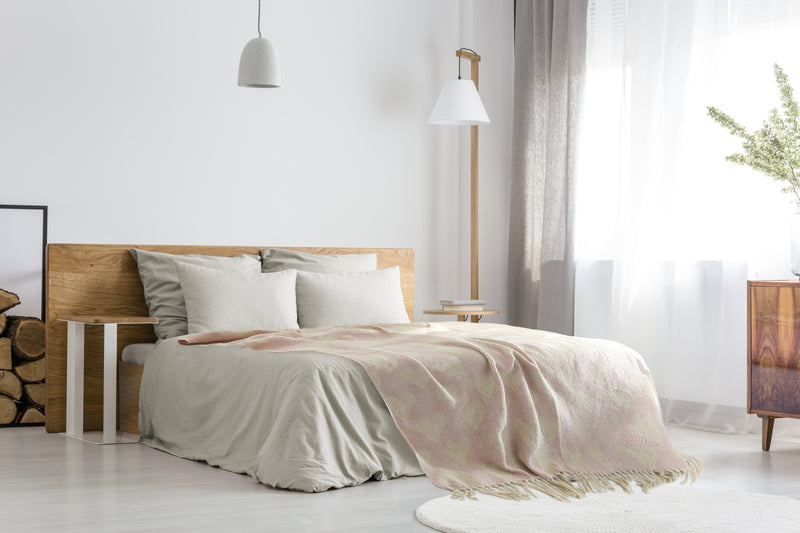 Heart - Recycled Cotton Throw With Heart Design in Blush Pink (50" x 60")