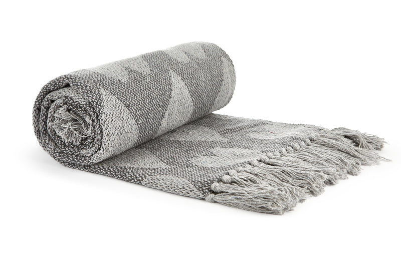 Heart - Recycled Cotton Throw With Heart Design In Grey (70" x 100")