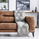 Heart - Recycled Cotton Throw With Heart Design In Grey (50" x 60")