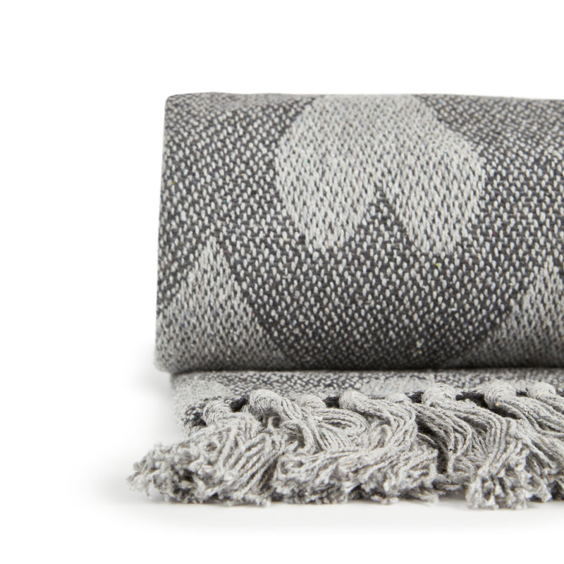 Heart - Recycled Cotton Throw With Heart Design In Grey (70" x 100")
