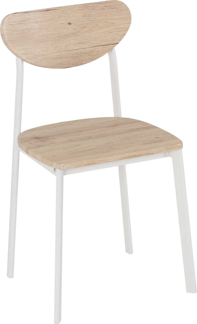 RILEY SMALL DINING SET - WHITE/LIGHT OAK EFFECT VENEER