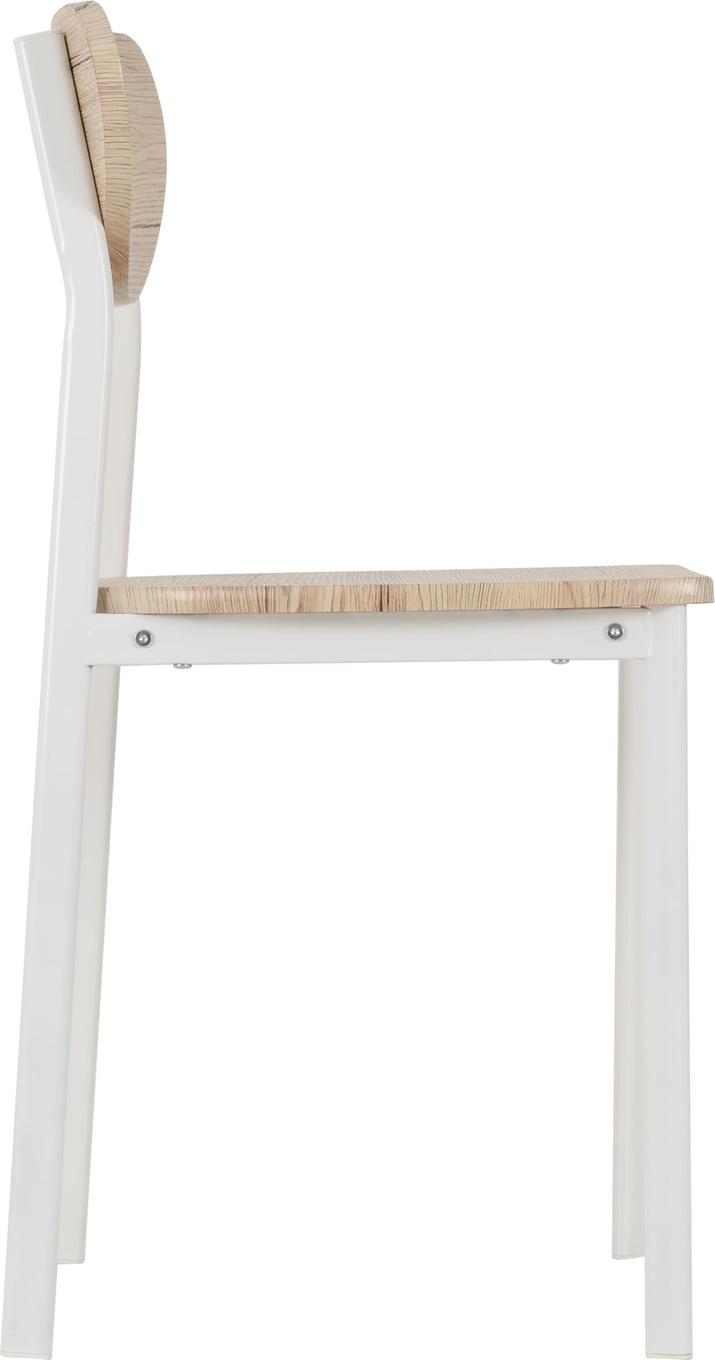 RILEY SMALL DINING SET - WHITE/LIGHT OAK EFFECT VENEER