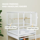 PawHut Bird Cage Parrot Cage with Rolling Stand Acrylic Viewing Panels White