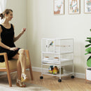 PawHut Bird Cage Parrot Cage with Rolling Stand Acrylic Viewing Panels White