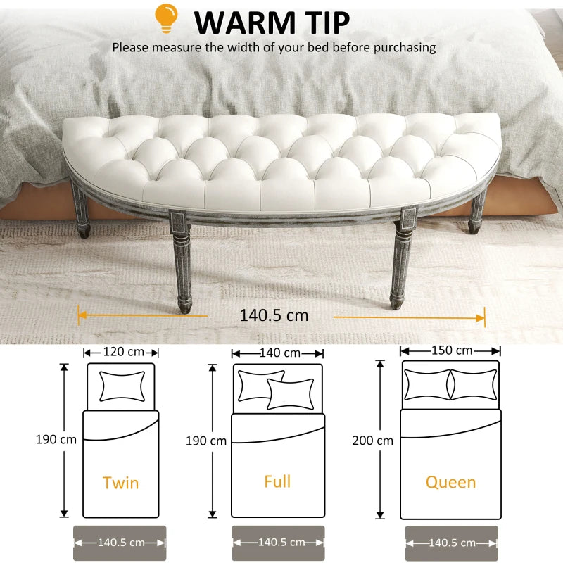 HOMCOM Half-Circle End Bench Footstool