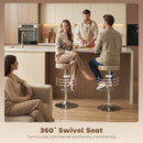 HOMCOM Bar Stools Set Of 2, Height Adjustable Breakfast Bar Chairs, Brown