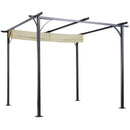 Outsunny Outdoor Metal Pergola With Retractable Awning Canopy 3x3m - Beige