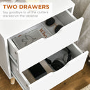 HOMCOM Bedside Table with Drawer, Side Table with Pine Wood Legs, White