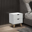 HOMCOM Bedside Table with Drawer, Side Table with Pine Wood Legs, White