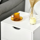 HOMCOM Bedside Table with Drawer, Side Table with Pine Wood Legs, White