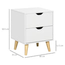 HOMCOM Bedside Table with Drawer, Side Table with Pine Wood Legs, White