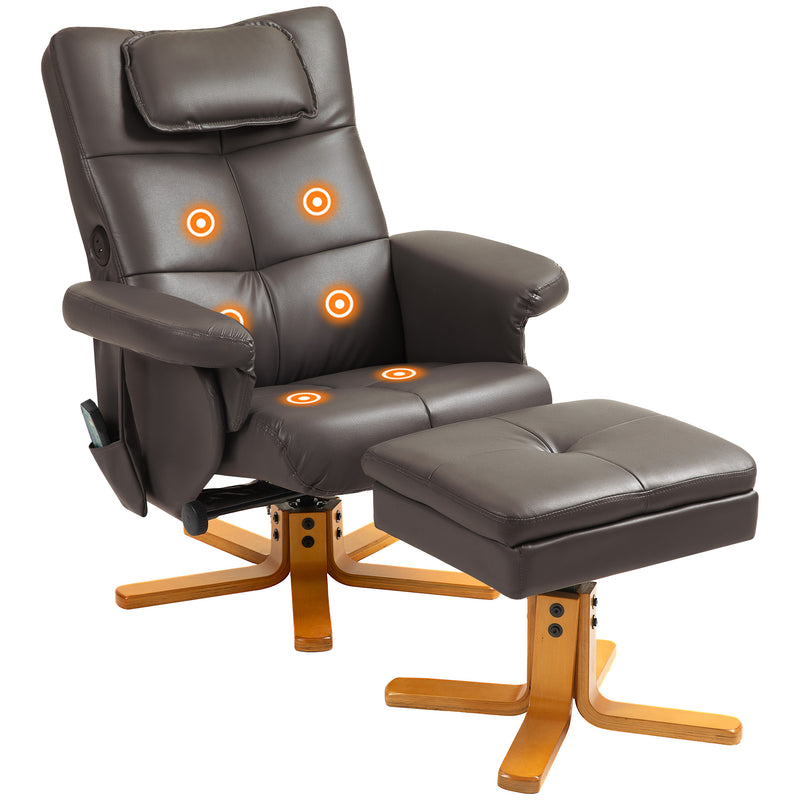 HOMCOM Massage Recliner Chair with Footstool and Hidden Storage