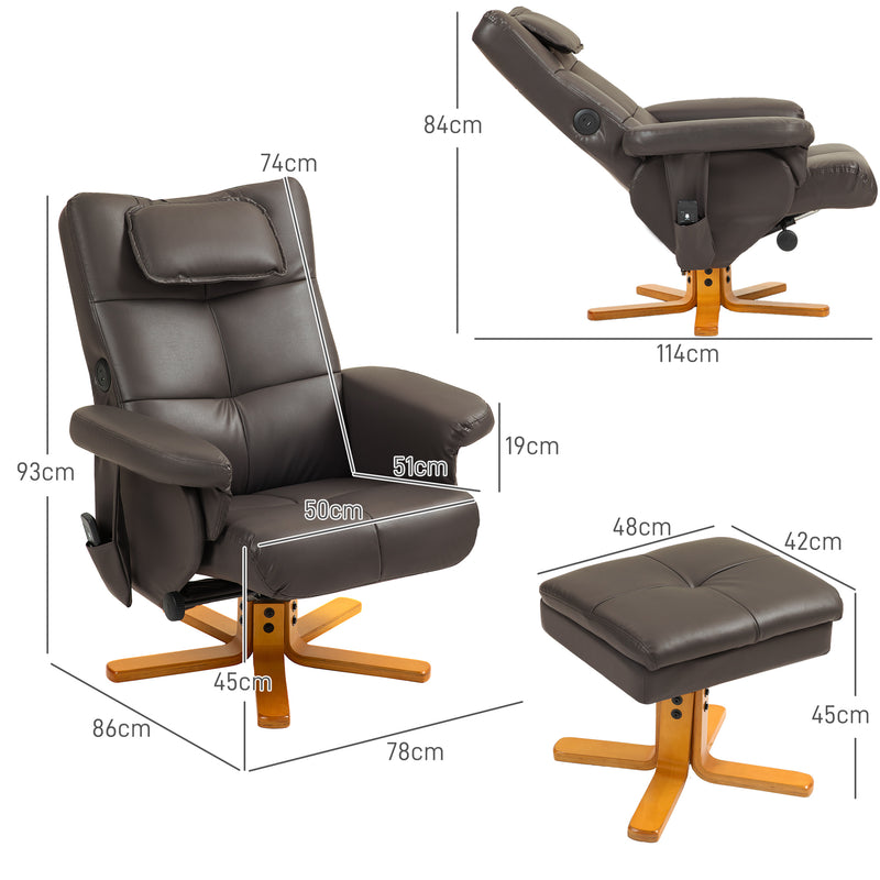HOMCOM Massage Recliner Chair with Footstool and Hidden Storage