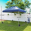 Outsunny 3x3 m Pop Up Gazebo w/ Wheels, One-Touch Party Tent, Dark Blue