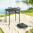 Outsunny 2ft Folding Camping Table, Picnic Table With Storage Layer, Black