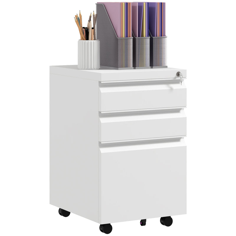 Vinsetto Filing Cabinet with Lock and Hanging Bar for Letter A4 Legal, White