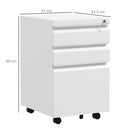 Vinsetto Filing Cabinet With Lock And Hanging Bar For Letter A4 Legal, White