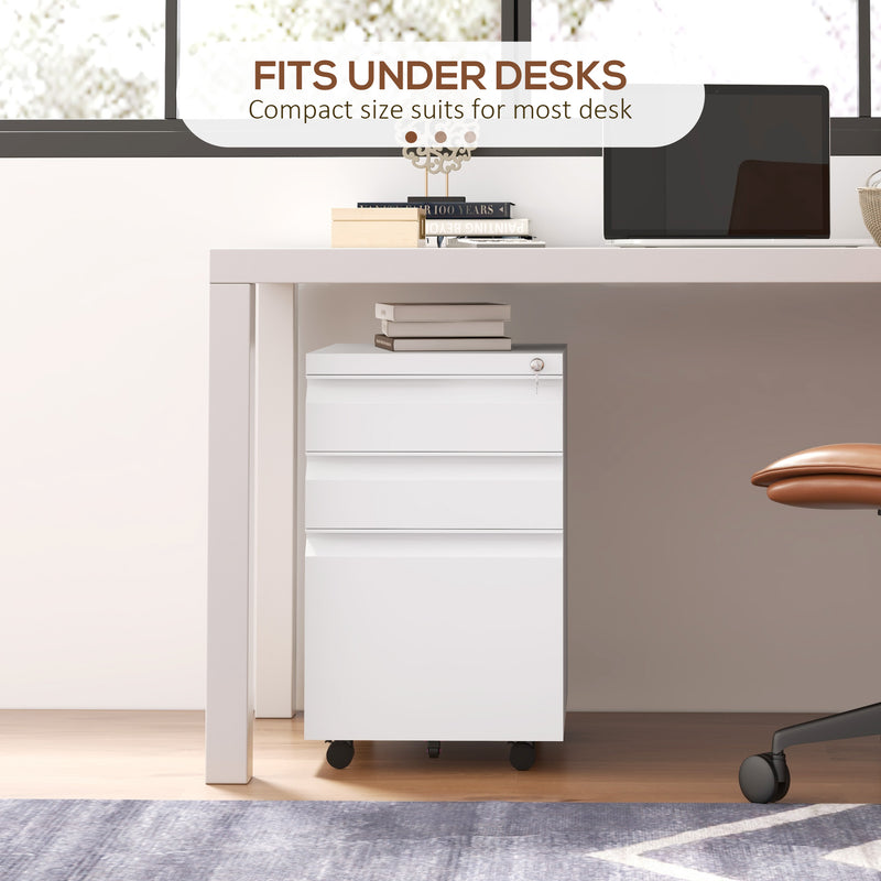 Vinsetto Filing Cabinet with Lock and Hanging Bar for Letter A4 Legal, White