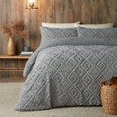 Fusion Geo Fleece Duvet Cover Set in Grey