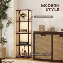 HOMCOM LED Floor Lamp with Glass Shelves, Dimmable Room Lamp