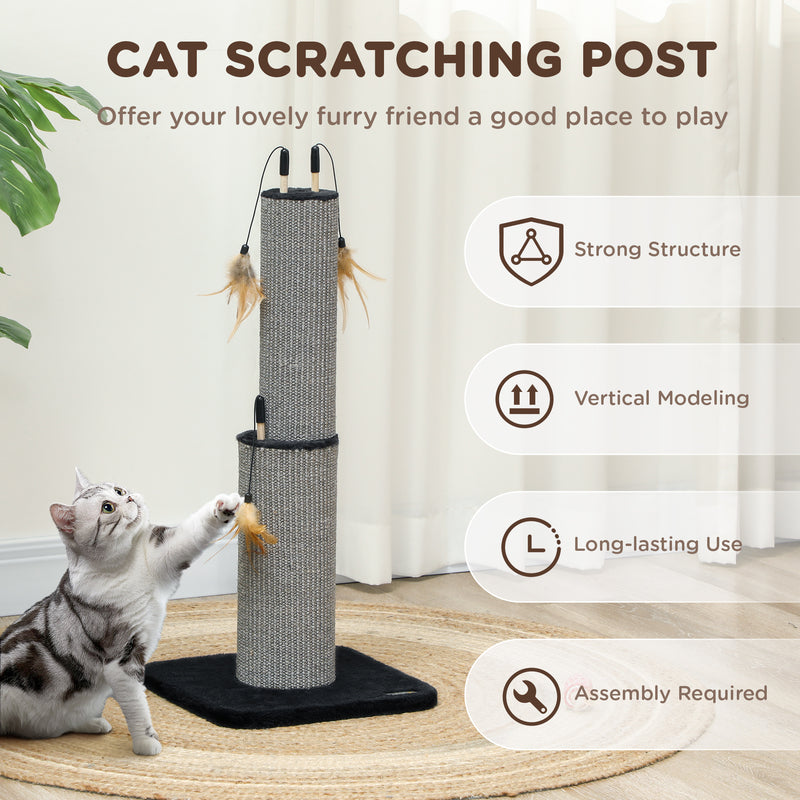 PawHut 78cm Tall Cat Scratching Post With 3 Toy Feathers