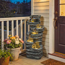 Outsunny Outdoor Fountain, Resin Freestanding Garden Fountain, Grey