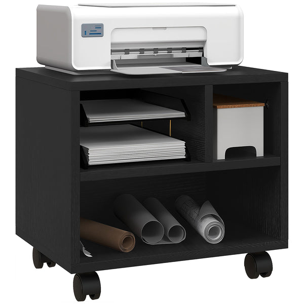 HOMCOM Printer Stand With Storage Printer Cart On Wheels For Home Office Black