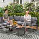Outsunny 3 Piece L Shaped Garden Furniture Set with Cushions, Grey