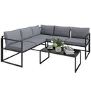 Outsunny 3 Piece L Shaped Garden Furniture Set with Cushions, Grey