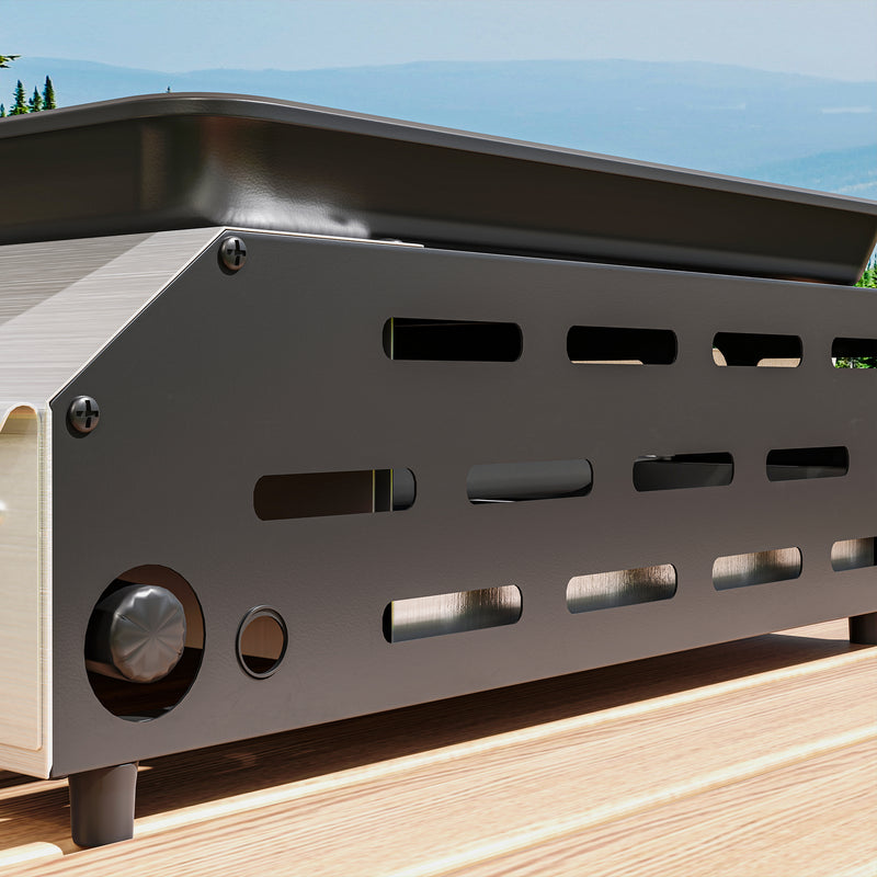 Outsunny Gas Grill, Gas BBQ with Non-Stick Griddle for Camping, Silver Tone
