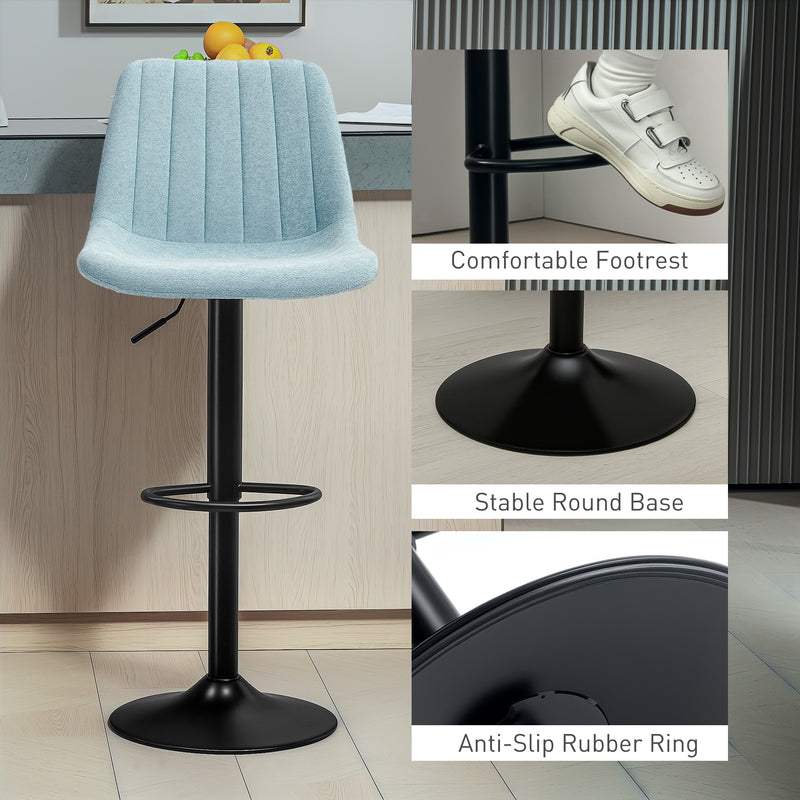 HOMCOM Bar Stools Set of 2 Adjustable Swivel Bar Chairs with Backrest