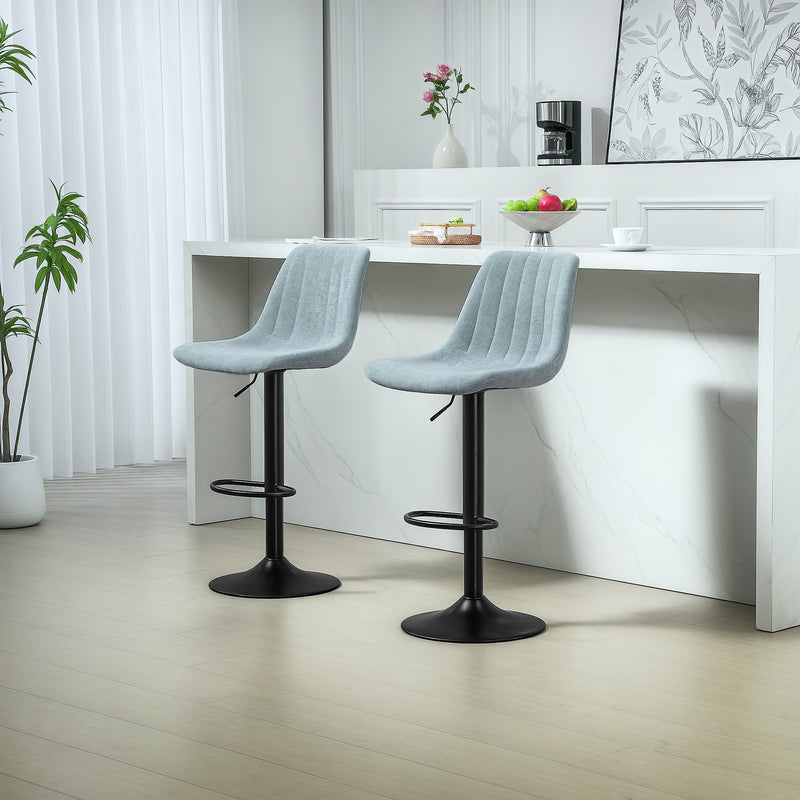HOMCOM Bar Stools Set of 2 Adjustable Swivel Bar Chairs with Backrest