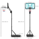 SPORTNOW 146-236cm Adjustable Basketball Hoop Outdoor, Portable on Wheels