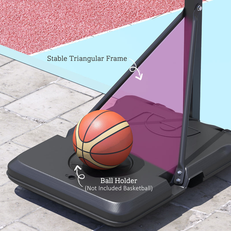 SPORTNOW 146-236cm Adjustable Basketball Hoop Outdoor, Portable on Wheels