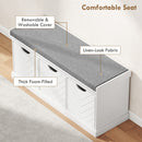 HOMCOM Shoe Storage Bench with 3 Removable Drawers and Padded Seat, White