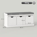 HOMCOM Shoe Storage Bench with 3 Removable Drawers and Padded Seat, White