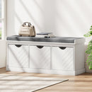 HOMCOM Shoe Storage Bench with 3 Removable Drawers and Padded Seat, White