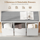 HOMCOM Shoe Storage Bench with 3 Removable Drawers and Padded Seat, White