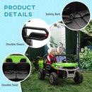 HOMCOM 12V Two-Seater Kids Electric Ride-On Car W/ Electric Bucket - Green