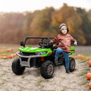HOMCOM 12V Two-Seater Kids Electric Ride-On Car W/ Electric Bucket - Green