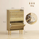 HOMCOM Narrow Shoe Cabinet, Shoe Storage Cabinet with 2 Flip Drawers, Oak
