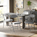 HOMCOM Folding Chairs Set of 4 with Cushioned Seat, Steel Frame, Grey